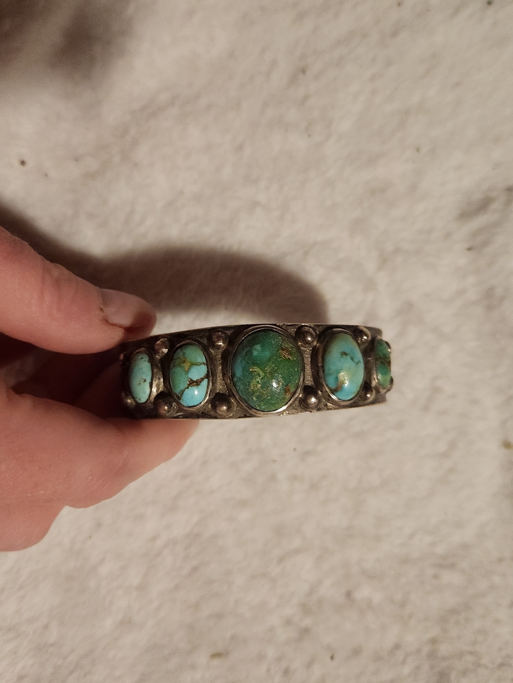 Turquoise Stone Silver Cuff Bracelet - Women Jewelry
